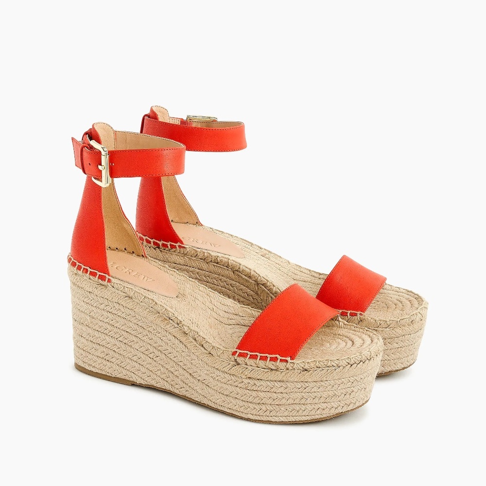 NWT J.Crew Platform Espadrille Leather Sandals‎